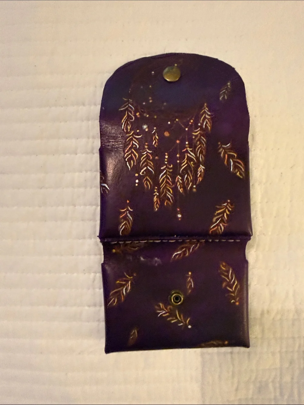Purple Embossed Leather Snap Wallet